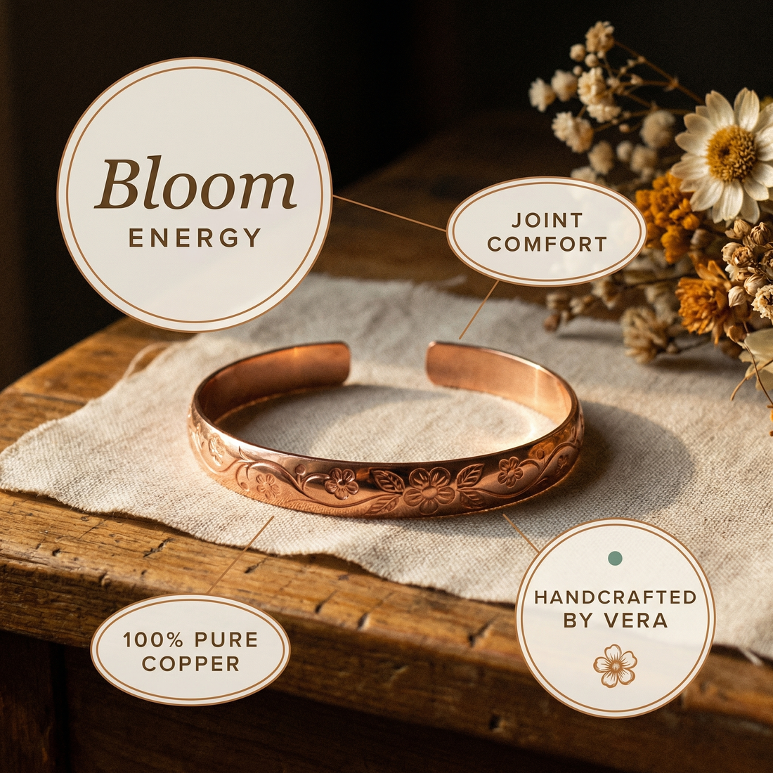 Yvonne's Bloei Koperen Armband