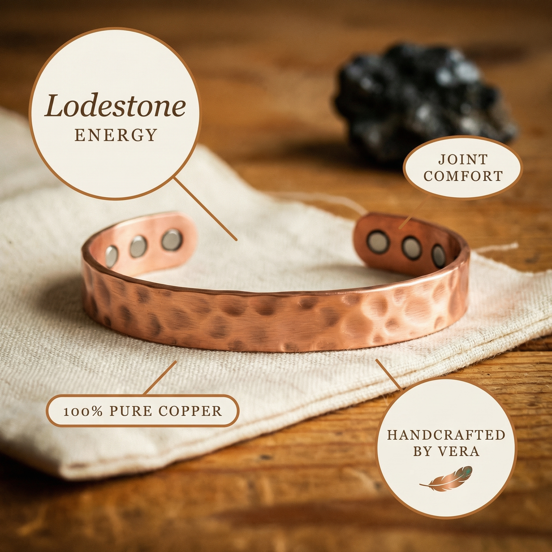 Yvonne's Zeilsteen Koperen Armband
