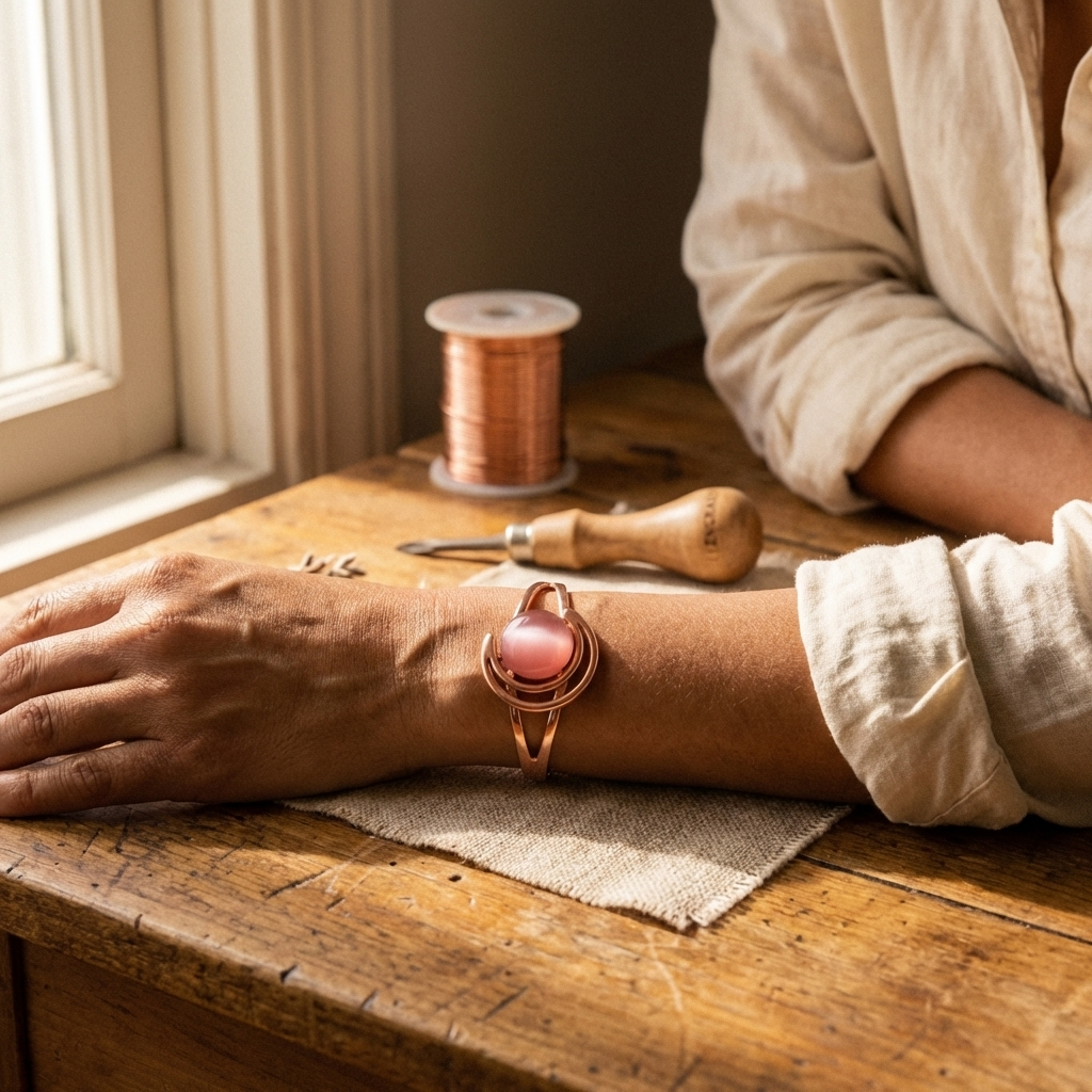 Yvonne's Bol Roze Koperen Armband