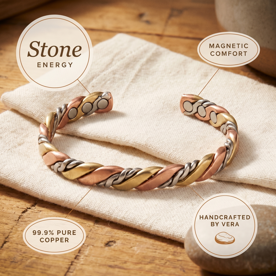 Yvonne's Steen Koperen Armband
