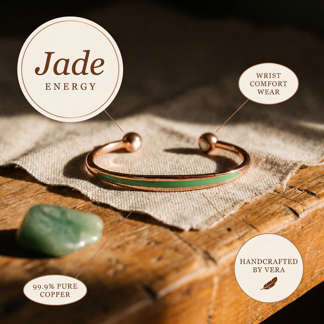 Yvonne's Jade Koperen Armband