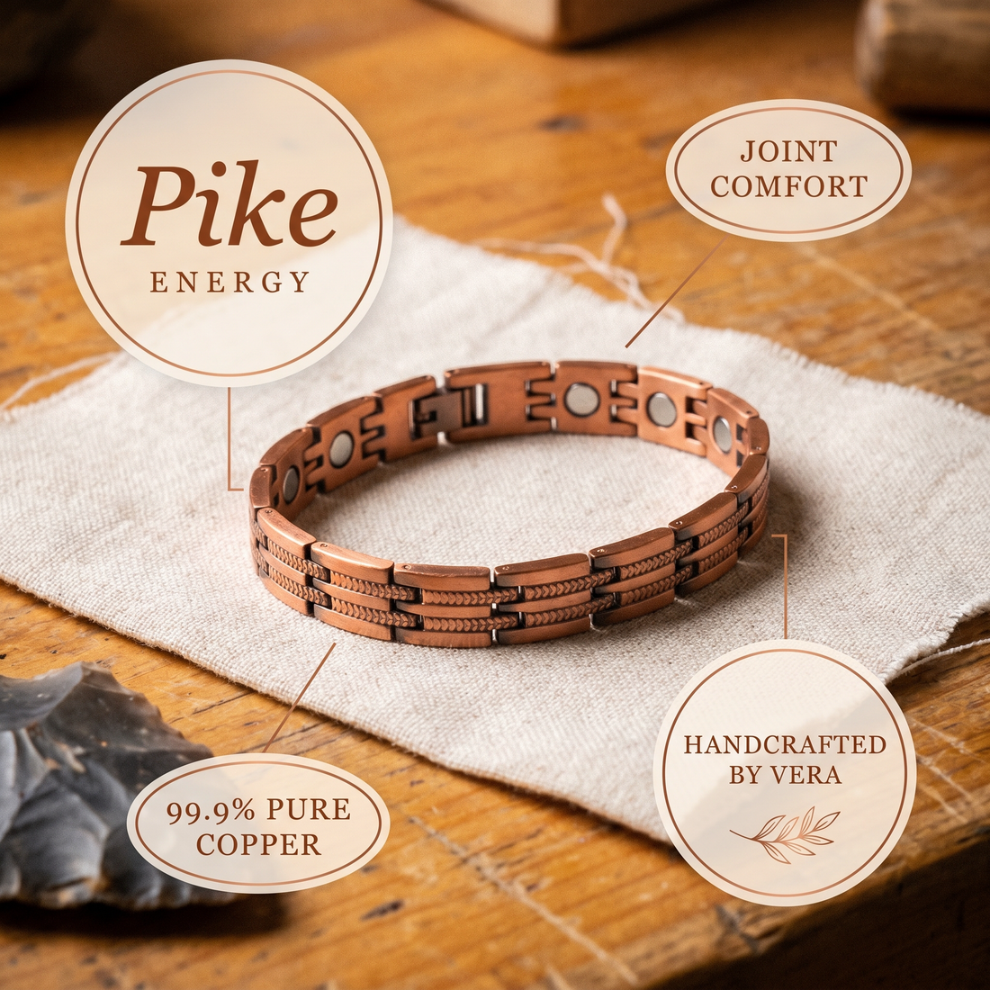 Yvonne's Piek Koperen Herenarmband