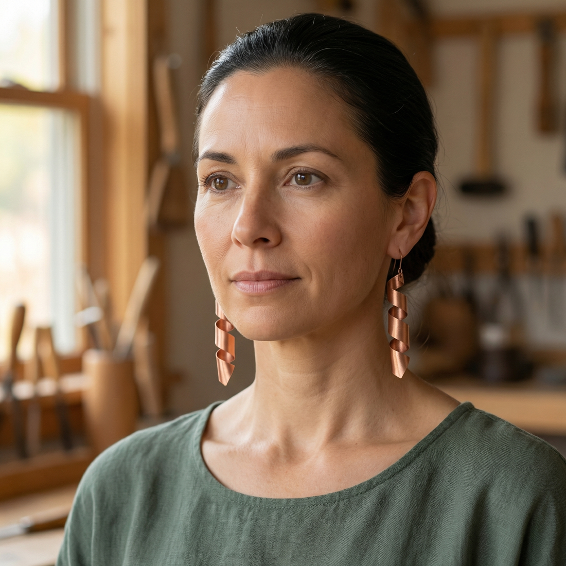 Yvonne's Schemer Koperen Oorbellen