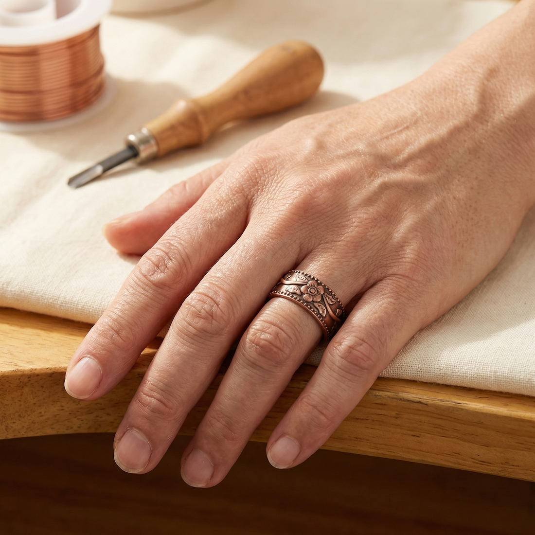 Yvonne's Bloesem Koperen Ring