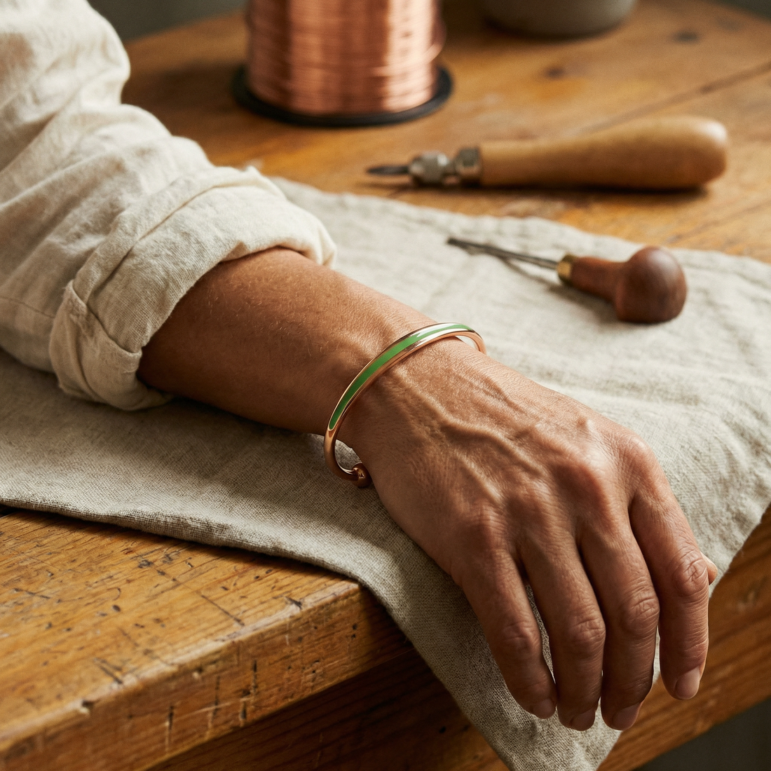 Yvonne's Jade Koperen Armband