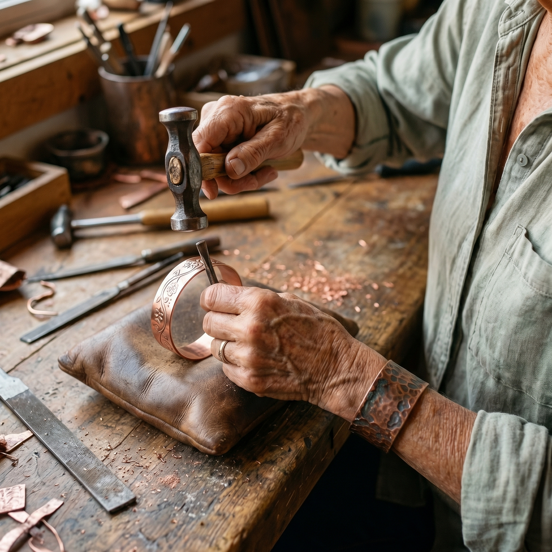 Yvonne's Klok Koperen Armband