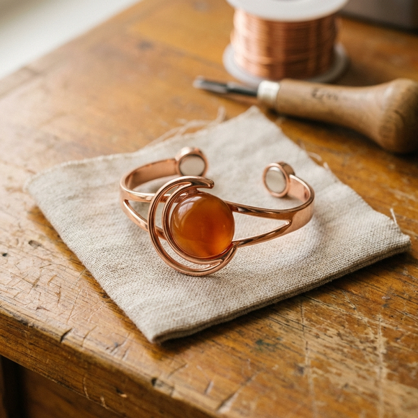 Yvonne's Bol Oranje Koperen Armband