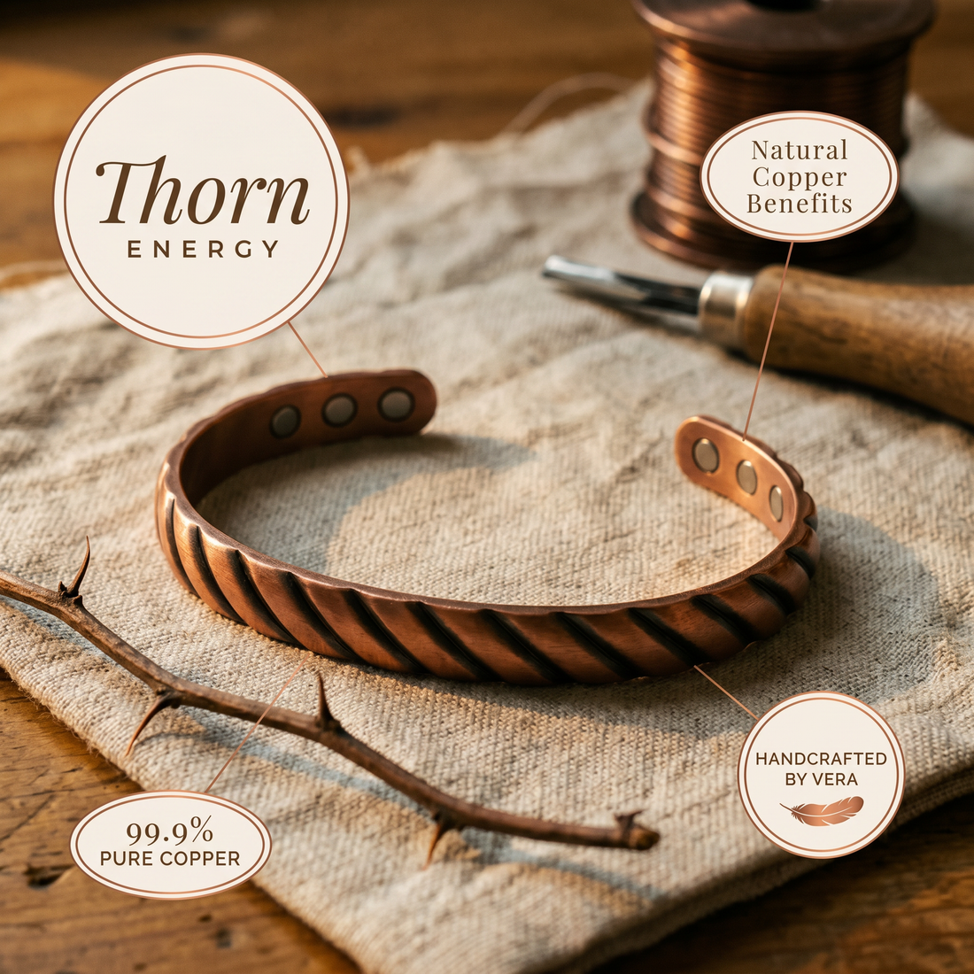 Yvonne's Doorn Koperen Armband