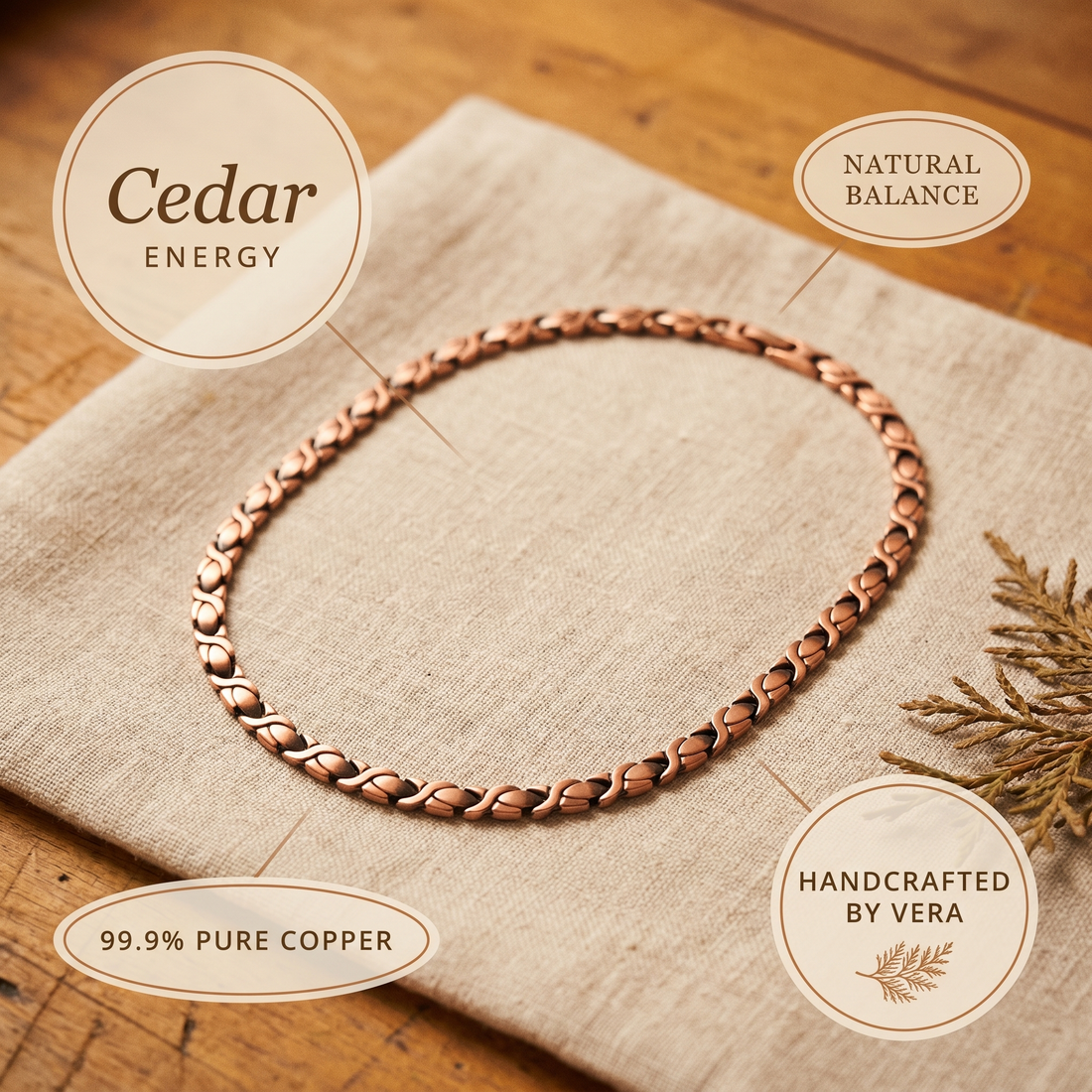 Yvonne's Ceder Koperen Ketting