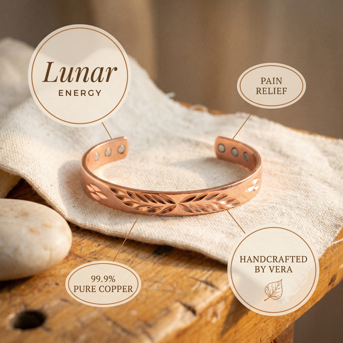 Yvonne's Maan Koperen Armband