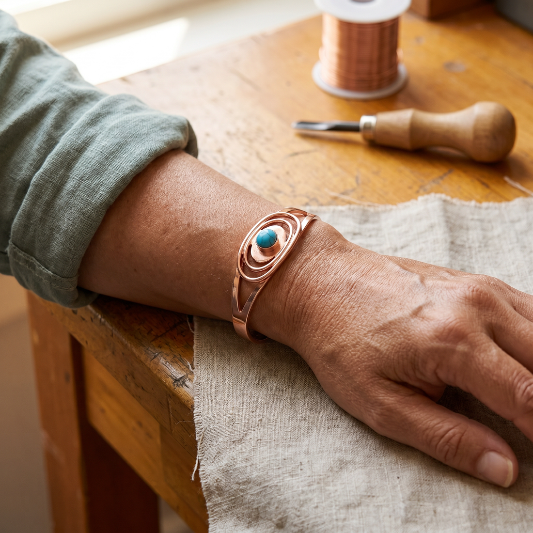 Yvonne's Zegge Koperen Armband