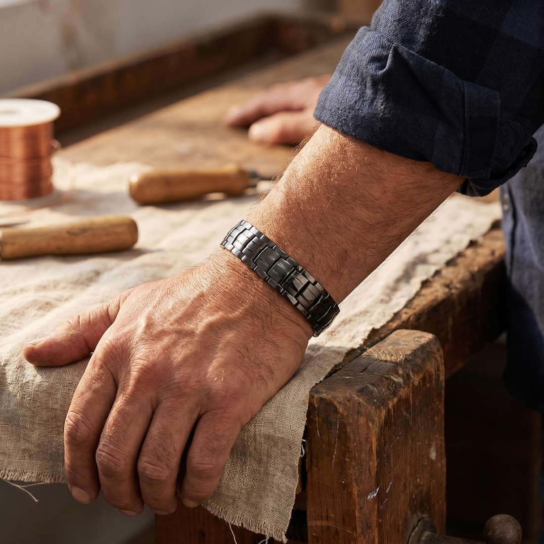 Yvonne's Oker Koperen Herenarmband