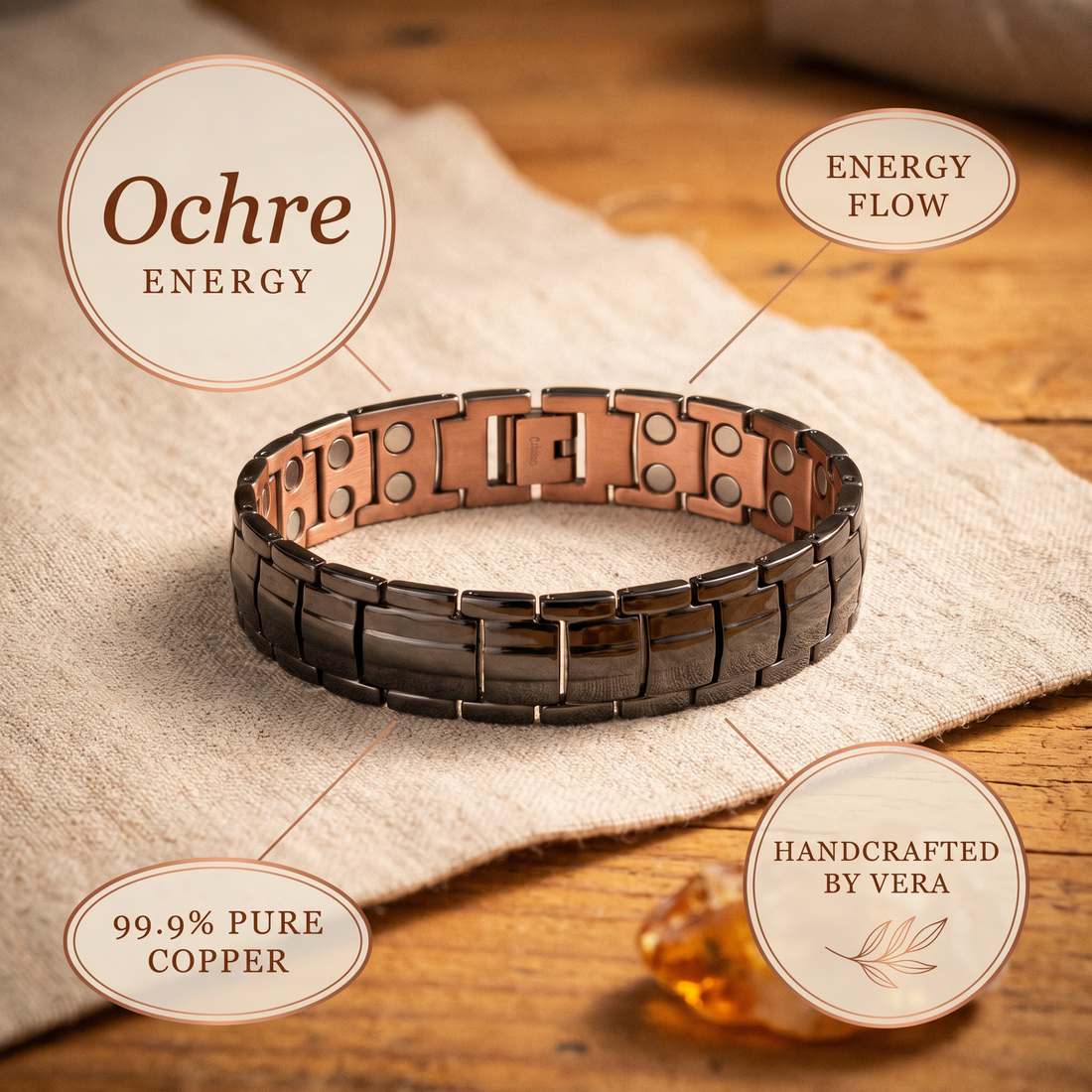 Yvonne's Oker Koperen Herenarmband